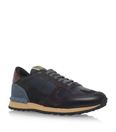 Shop Valentino Leather Camo Trainers