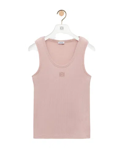 Loewe Womens Light Pink Anagram Ribbed Silk Fine-knit Tank Top Xs