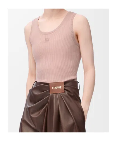 Loewe Womens Light Pink Anagram Ribbed Silk Fine-knit Tank Top Xs