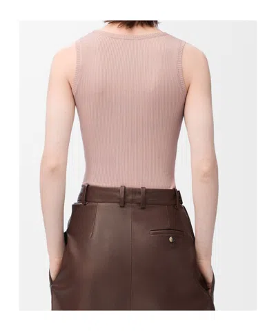 Loewe Womens Light Pink Anagram Ribbed Silk Fine-knit Tank Top Xs