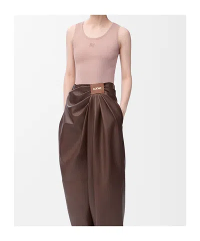 Loewe Womens Light Pink Anagram Ribbed Silk Fine-knit Tank Top Xs