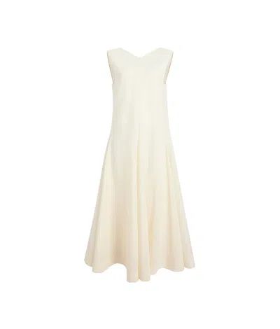 Khaite Mellie Open-back Sleeveless A-line Maxi Dress In Natural
