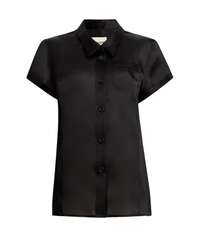 Khaite Keefe Silk Charmeuse Shirt In Black