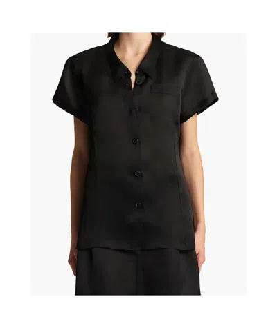 Khaite Keefe Silk Charmeuse Shirt In Black