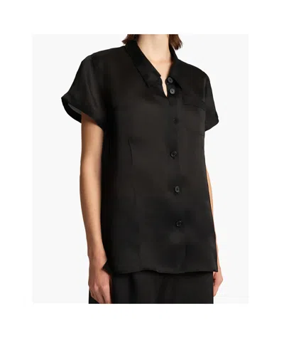 Khaite Keefe Silk Charmeuse Shirt In Black