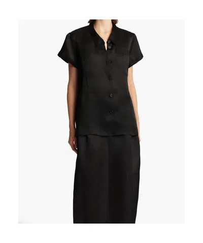 Khaite Keefe Silk Charmeuse Shirt In Black