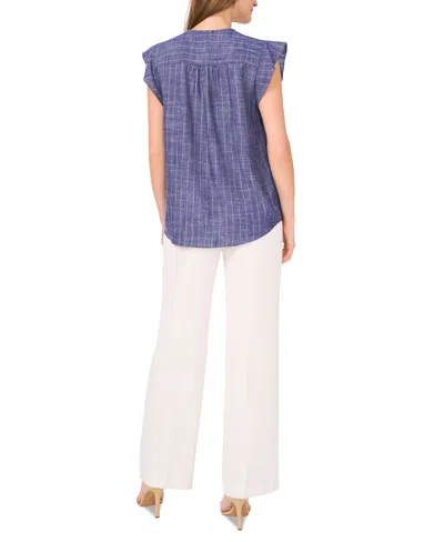 Vince Camuto Pinstripe Flutter Sleeve Chambray Top In Multi