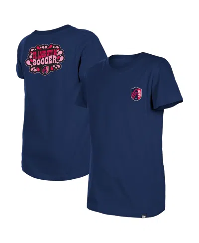 New Era Big Girls Navy St. Louis City Sc Bubble Heart T-shirt In Navy