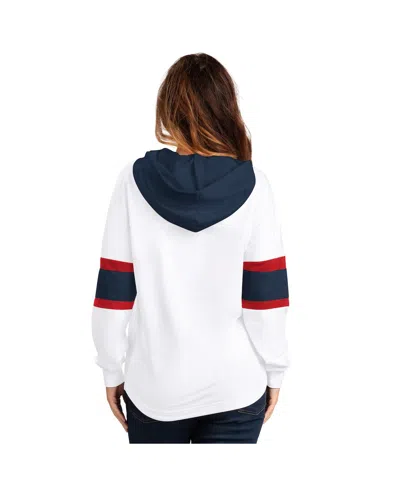 G-iii 4her By Carl Banks Women'sâ White Columbus Blue Jackets Goal Zone Long Sleeve Lace-up Hoodie T-shirt In White