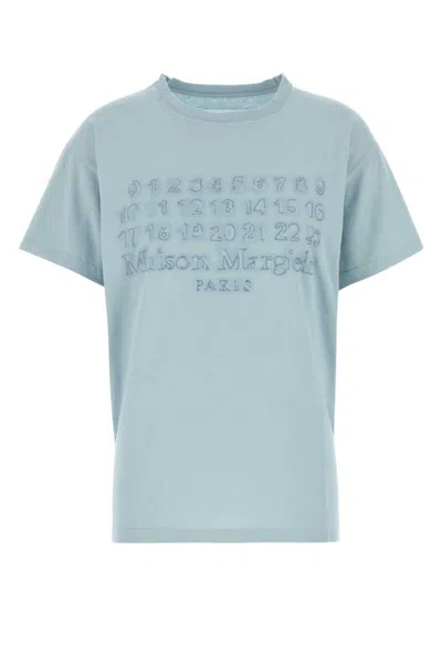 Maison Margiela Logo Print Cotton T Shirt In Blue
