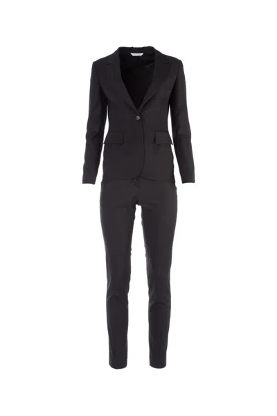 Tonello Black Notched-lapels Suit In Black