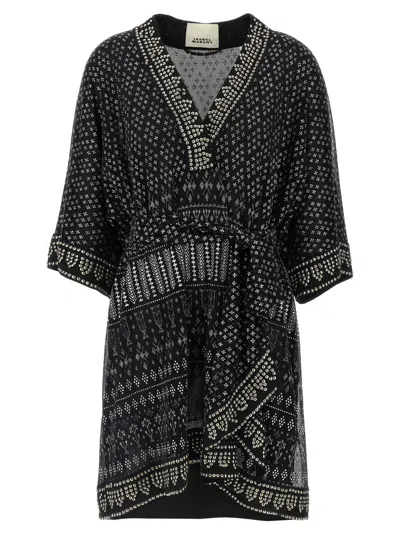 Isabel Marant Dress 'nawel' V-neckline Belted Waist In Black