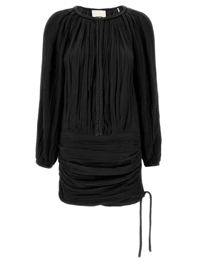 Isabel Marant Dress Drawstring Trimmed Sleeves Pleats In Black