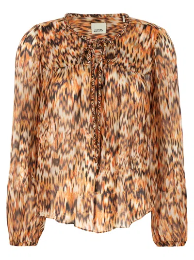 Isabel Marant Orange Ametissa Printed Cotton Top In Brown