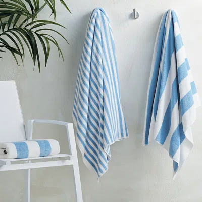 Frontgate Set Of 2 Classic Stripe Beach Towels In Blue