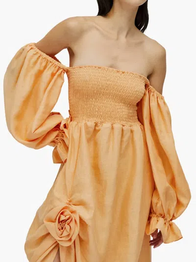 Sleeper Atlanta Off-the-shoulder Smocked Dress In Orange