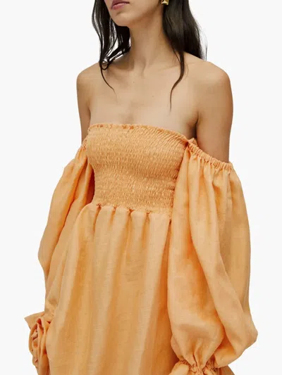 Sleeper Atlanta Off-the-shoulder Smocked Dress In Orange