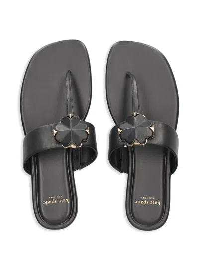 Kate Spade Flower Thong Sandals In Black