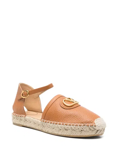 Valentino Leather Espadrillas In Neutrals