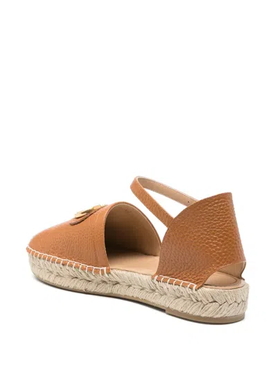 Valentino Leather Espadrillas In Neutrals