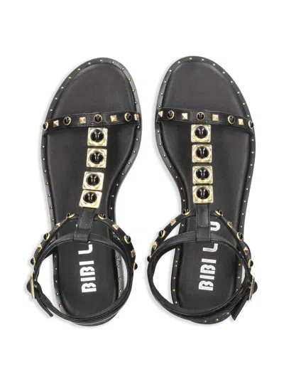 Bibi Lou Stud-embellished Flat Sandals In Black