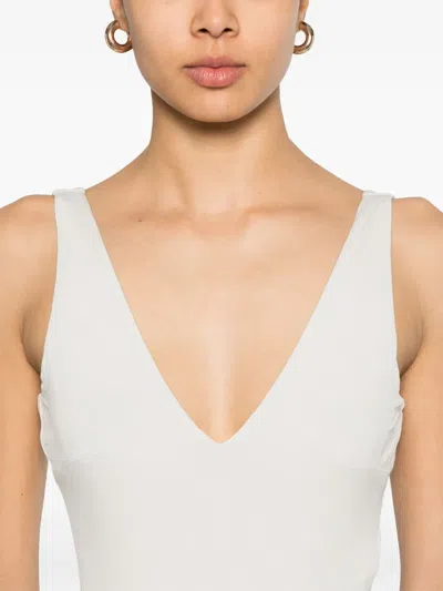Entire Studios V-neck Bodysuit In Neutrals