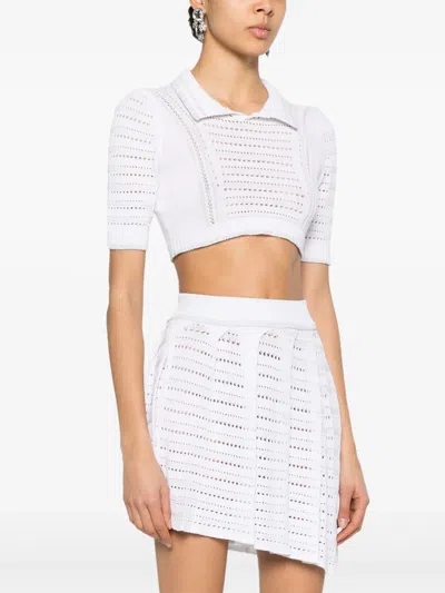 Gcds Cropped Polo Top In White