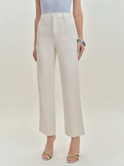 Reformation Alyssa Stretch High Rise Wide Leg Cropped Jeans In Fior Di Latte