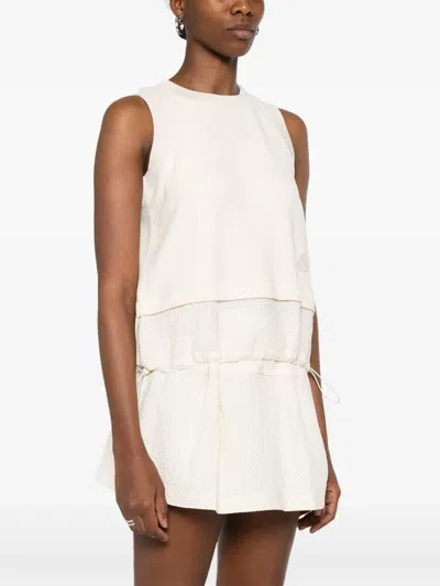 Moncler Cotton Tank Top In Neutrals