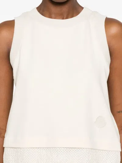 Moncler Cotton Tank Top In Neutrals