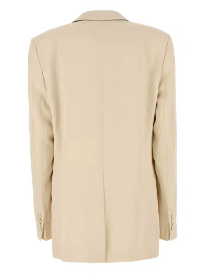 Stella Mccartney Viscose Blend Blazer With Buttoned Cuffs In Neutrals