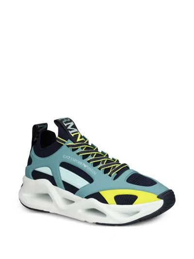 Ea7 Infinity Cage Mesh-panelled Running Sneakers In Blue