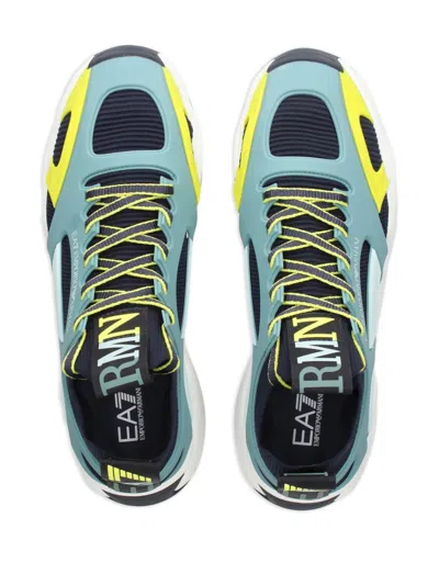 Ea7 Infinity Cage Mesh-panelled Running Sneakers In Blue