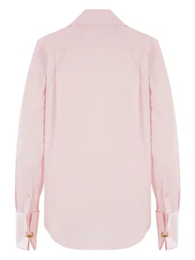 Loewe Poplin Shirt With Pleated Neck Tie In Pink