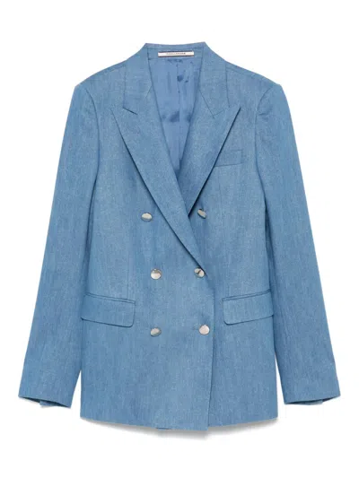 Tagliatore Double-breasted Cotton Jacket With Structured Shoulders In Multi