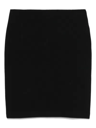 Emporio Armani Cotton Midi Skirt Back Slit In Black