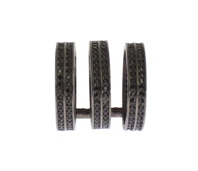 Nialaya Black Cz Rhodium 925 Silver Ring In Black