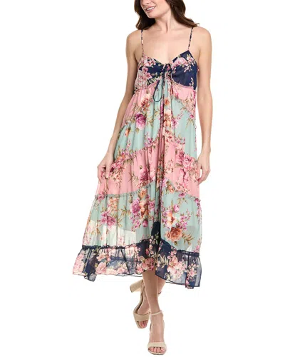 Labiz Tiered Midi Dress In Pink