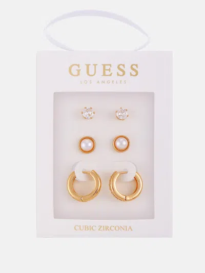 Guess Factory Gold-tone Studs & Huggie Earrings Box Set - 3 Pairs In Gold