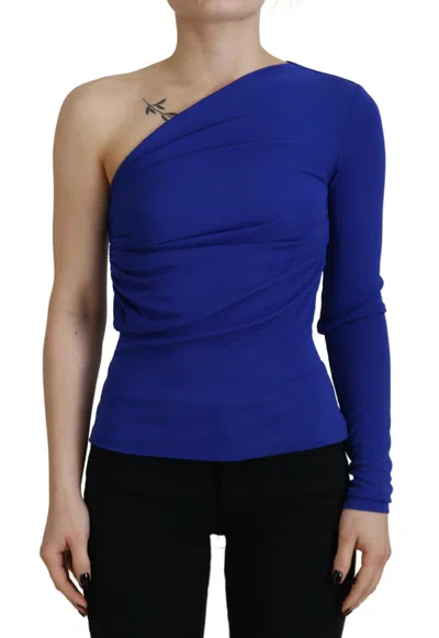 Pre-owned Dsquared2 Dsquared² Viscose One Shoulder Slim Fit Blouse Women's Top () In Blue