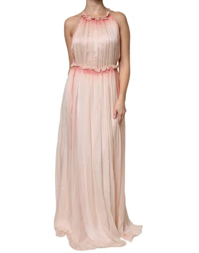 Pre-owned Alberta Ferretti Sleeveless Pleated A-line Maxi Women's Dress () In Pink