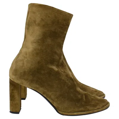 The Row Teatime Ankle Boots In Green Suede In Green