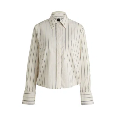 Hugo Boss Boss Brielle 1 Monday Stripe Crop Button-up Shirt In White