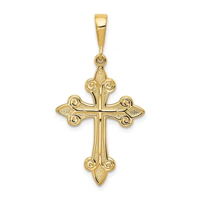 Diamond2deal 14k Yellow Gold Fleur De Lis Cross Pendant In Yellow