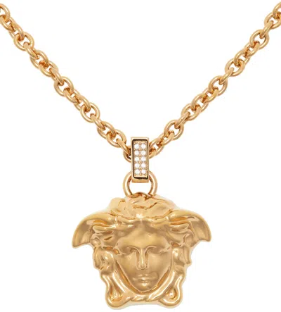 Versace La Medusa Necklace With Crystals In Gold