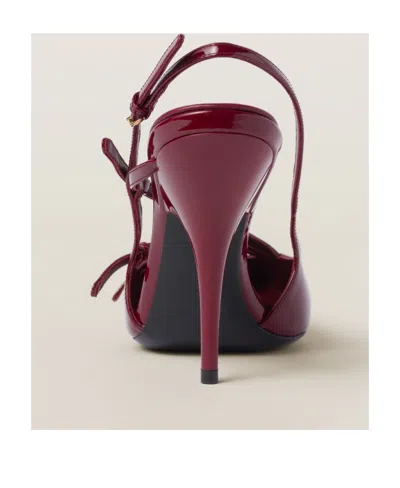 Miu Miu Slingback Deep Purple In Patent Leather With Buckles In Burgundy