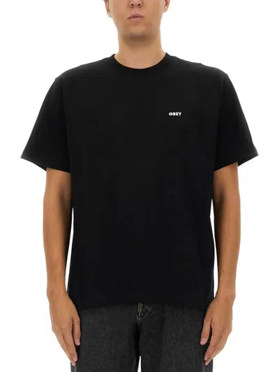 Obey Man T-shirt Black Size Xl Cotton In Black