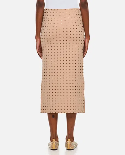 Sportmax Nome Crystal Lycra Midi Skirt In Beige