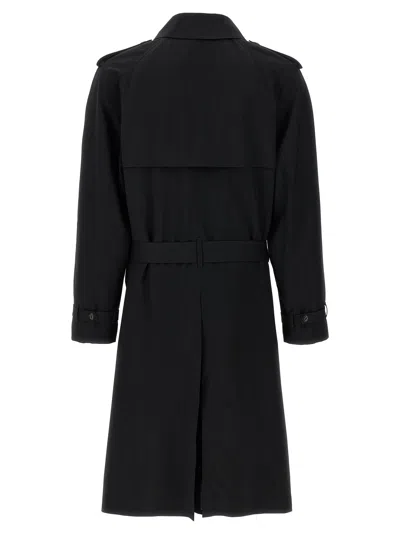 Fendi Trench Coat Wool Belted Waist In Black