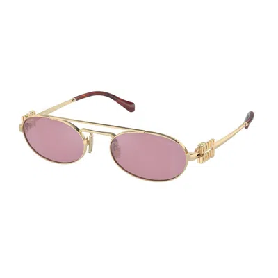 Miu Miu Womens Gold Mu 54zs Oval-frame Metal Sunglasses